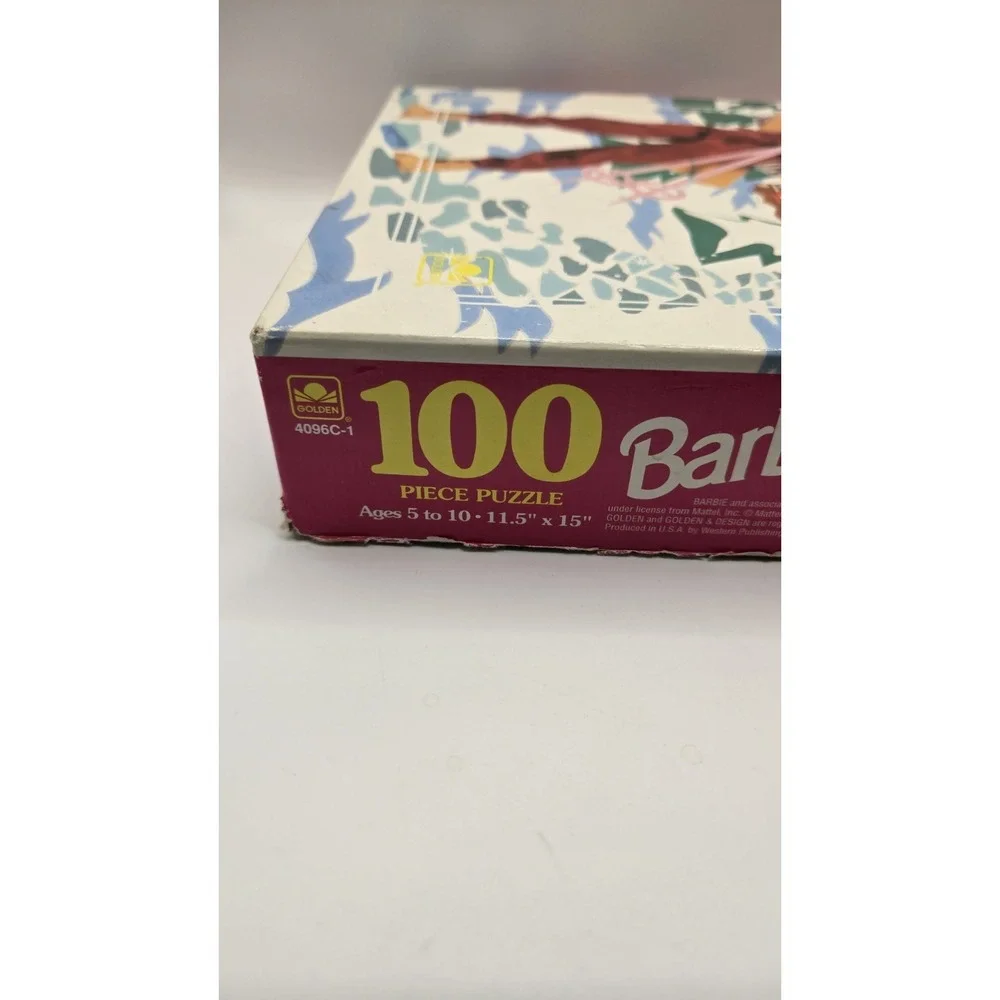 Vintage 1991 Barbie Ski Lodge 100 Piece Puzzle Golden 4096C-1 Complete Mattel